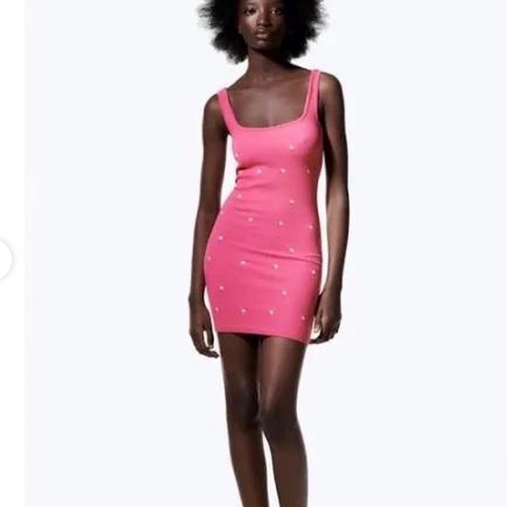 Zara Pink Mini Dress with Embellishments